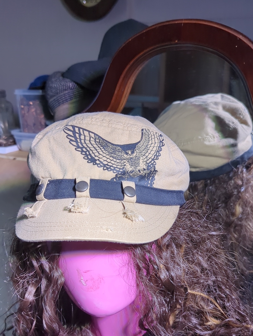 Head Headers Cap with Navy Exterior and Beige Interior